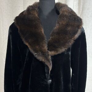 Fabulous Furs Faux Fur Women’s Black and Brown Mid-length Coat